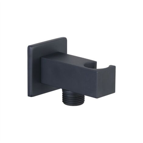 Presa acqua quadrata con supporto nero opaco M.M. 1/2"   Tecom (1/2)