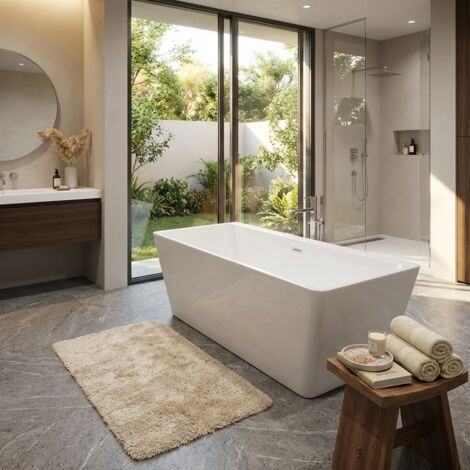 Vasca Rettangolare Aqualife Echos In Acrilico Bianco | Made In Italy, Misure 160-180x70-80 Cm, Solo Guscio Incasso