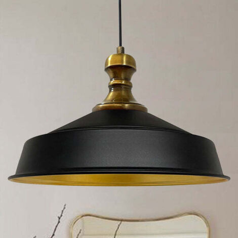 Suspension Industrielle en Métal Noir Peint à la Main – Lustre Vintage E27 Ø41 cm pour Salon, Chambre ou Salle à Manger