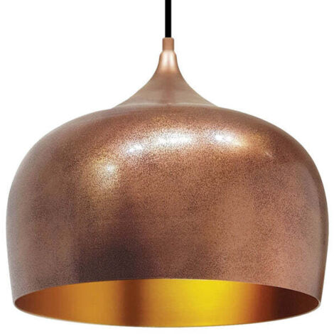 Suspension Industrielle en Métal Cuivré Peint à la Main – Lustre Vintage E27 Ø41 cm pour Salon, Chambre ou Salle à Manger