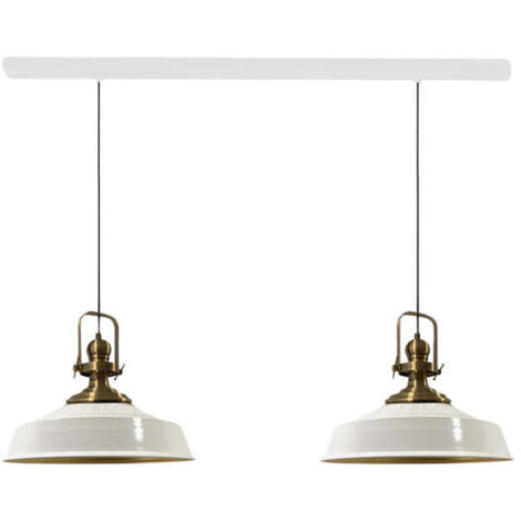 Suspension Industrielle Double en Métal Noir Peint à la Main – Lustre Vintage E27 Ø41 cm pour Salon, Chambre ou Salle à Manger (1/5)