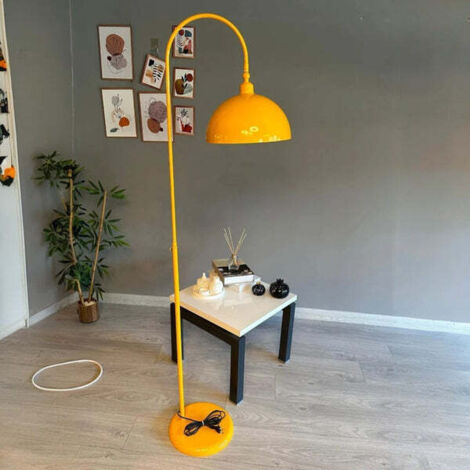 Lampadaire Moderne en Métal Jaune Avec Tête de Lit Mobile, Culot E27, Lampadaire Moderne Pour Salon ou Chambre