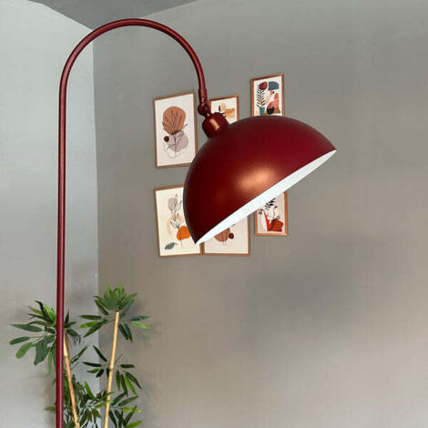 Lampadaire moderne métal bourgogne – Tête de lit mobile – Culot E27 – Hauteur 170 cm – Diamètre 37 cm – Pour salon ou chambre