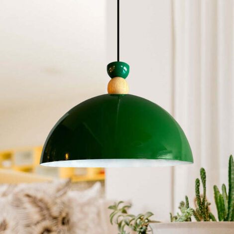 Yimpi Suspension Industrielle en Métal Vert Peint à la Main – Lustre Vintage E27 Ø30 cm pour Salon, Chambre ou Salle à Manger