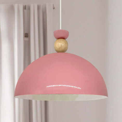 Yimpi Suspension Industrielle en Métal Rose Peint à la Main – Lustre Vintage E27 Ø30 cm pour Salon, Chambre ou Salle à Manger (1/3)