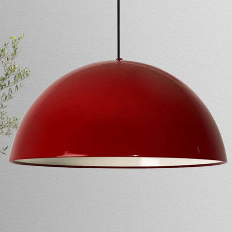 Linate Suspension Industrielle en Métal Rouge Peint à la Main – Lustre Vintage E27 Ø40 cm pour Salon, Chambre ou Salle à Manger