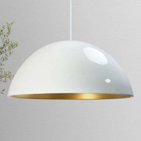 Linate Suspension Industrielle en Métal Blanc Peint à la Main – Lustre Vintage E27 Ø40 cm pour Salon, Chambre ou Salle à Manger