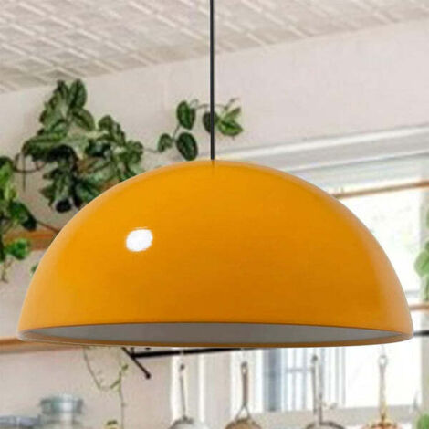 Lipeo Suspension Industrielle en Métal Jaune Peint à la Main – Lustre Vintage E27 Ø50 cm pour Salon, Chambre ou Salle à Manger