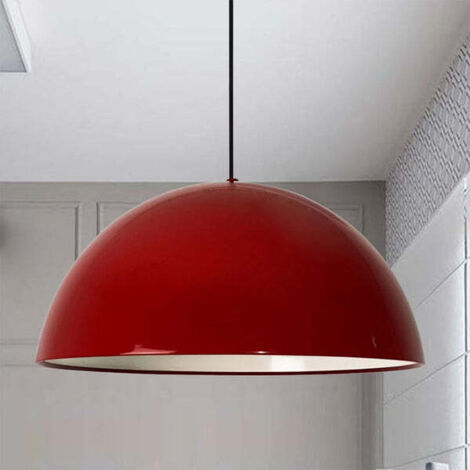 Lipeo Suspension Industrielle en Métal Rouge Peint à la Main – Lustre Vintage E27 Ø50 cm pour Salon, Chambre ou Salle à Manger