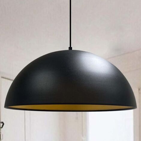 Lipeo Suspension Industrielle en Métal Noir Peint à la Main – Lustre Vintage E27 Ø50 cm pour Salon, Chambre ou Salle à Manger
