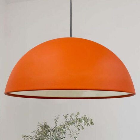 Lipeo Suspension Industrielle en Métal Orange Peint à la Main – Lustre Vintage E27 Ø50 cm pour Salon, Chambre ou Salle à Manger