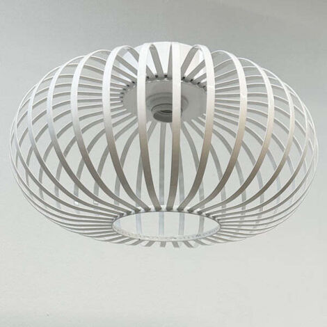 Vertigo Plafonnier Bamyum Cage Lampe Blanc Moderne en Métal – Lustre Vintage E27 Ø40 cm Pour Salon, Chambre ou Salle à Manger (1/4)