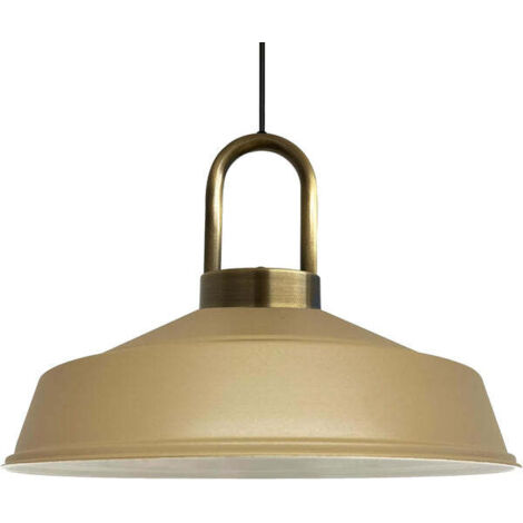 Suspension Industrielle en Métal Beige Peint à la Main – Lustre Vintage E27 Ø41 cm pour Salon, Chambre ou Salle à Manger (1/5)
