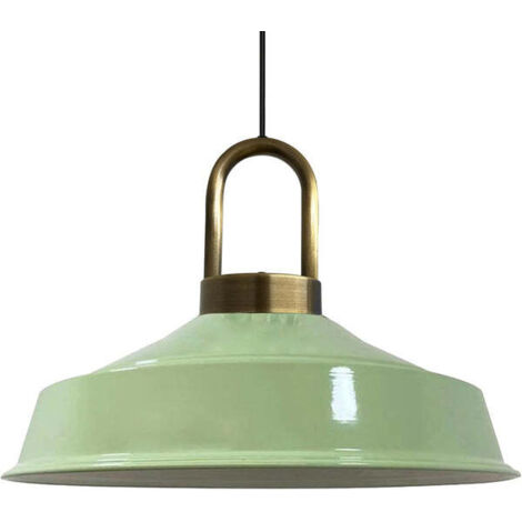 Suspension Industrielle en Métal Menthe Peint à la Main – Lustre Vintage E27 Ø41 cm pour Salon, Chambre ou Salle à Manger (1/5)