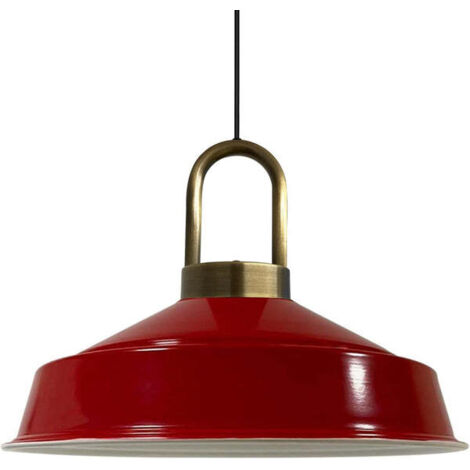 Suspension Industrielle en Métal Rouge Peint à la Main – Lustre Vintage E27 Ø41 cm pour Salon, Chambre ou Salle à Manger (1/5)