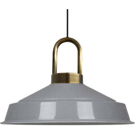 Suspension Industrielle en Métal Gris Peint à la Main – Lustre Vintage E27 Ø41 cm pour Salon, Chambre ou Salle à Manger (1/5)