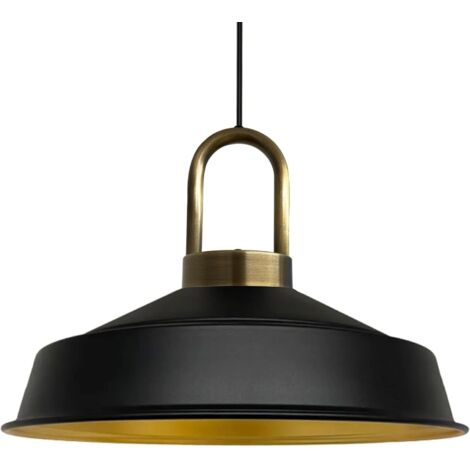 Suspension Industrielle en Métal Noir Peint à la Main – Lustre Vintage E27 Ø41 cm pour Salon, Chambre ou Salle à Manger (1/5)