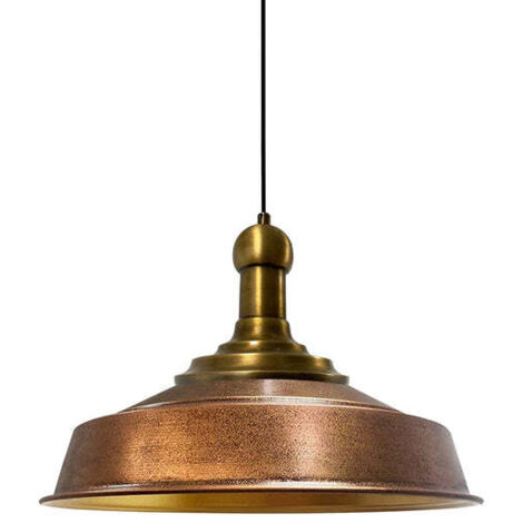 Suspension Industrielle en Métal Cuivré Peint à la Main – Lustre Vintage E27 Ø41 cm pour Salon, Chambre ou Salle à Manger (1/5)