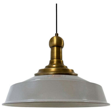 Suspension Industrielle en Métal Gris Peint à la Main – Lustre Vintage E27 Ø41 cm pour Salon, Chambre ou Salle à Manger (1/5)
