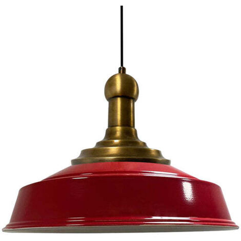 Suspension Industrielle en Métal Rouge Peint à la Main – Lustre Vintage E27 Ø41 cm pour Salon, Chambre ou Salle à Manger (1/5)