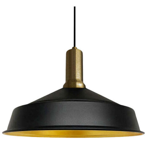 Suspension Industrielle en Métal Noir Peint à la Main – Lustre Vintage E27 Ø41 cm pour Salon, Chambre ou Salle à Manger (1/5)