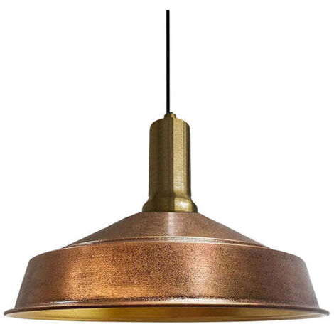 Suspension Industrielle en Métal Cuivré Peint à la Main – Lustre Vintage E27 Ø41 cm pour Salon, Chambre ou Salle à Manger (1/5)