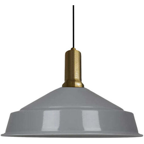 Suspension Industrielle en Métal Gris Peint à la Main – Lustre Vintage E27 Ø41 cm pour Salon, Chambre ou Salle à Manger (1/5)