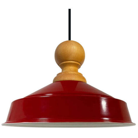 Suspension Industrielle en Métal Rouge Peint à la Main – Lustre Vintage E27 Ø41 cm pour Salon, Chambre ou Salle à Manger (1/5)