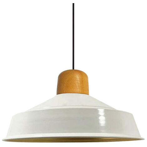 Suspension Industrielle en Métal Blanc Peint à la Main – Lustre Vintage E27 Ø41 cm pour Salon (1/5)