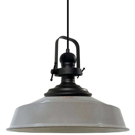Suspension Industrielle en Métal Gris Peint à la Main – Lustre Vintage E27 Ø41 cm pour Salon, Chambre ou Salle à Manger (1/5)