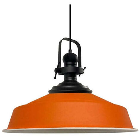 Suspension Industrielle en Métal Orange Peint à la Main – Lustre Vintage E27 Ø41 cm pour Salon, Chambre ou Salle à Manger (1/5)