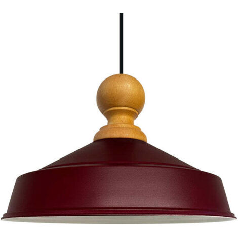 Suspension Industrielle en Métal Bourgogne Peint à la Main – Lustre Vintage E27 Ø41 cm pour Salon, Chambre ou Salle à Manger (1/5)