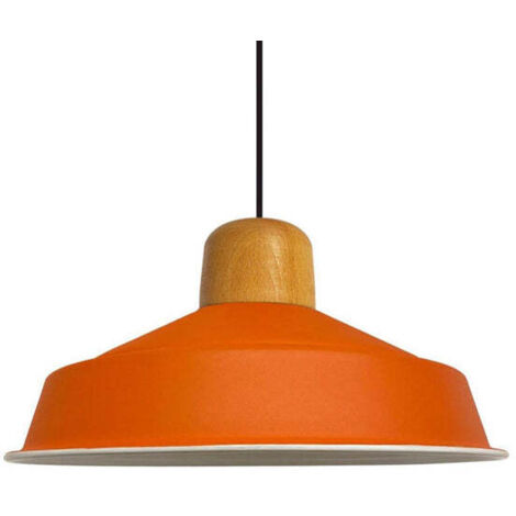 Suspension Industrielle en Métal Orange Peint à la Main – Lustre Vintage E27 Ø41 cm pour Salon (1/5)