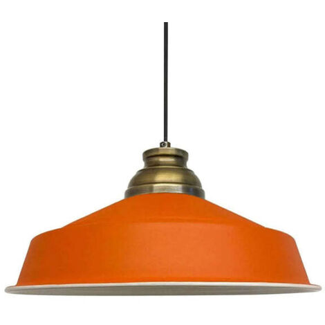 Suspension Industrielle en Métal Orange Peint à la Main – Lustre Vintage E27 Ø41 cm pour Salon, Chambre ou Salle à Manger (1/5)