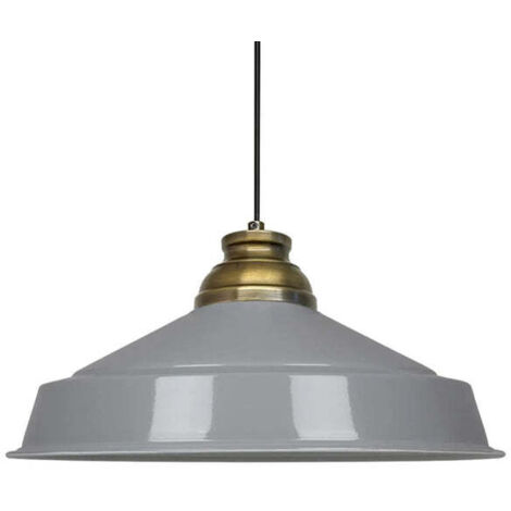 Suspension Industrielle en Métal Gris Peint à la Main – Lustre Vintage E27 Ø41 cm pour Salon, Chambre ou Salle à Manger (1/5)