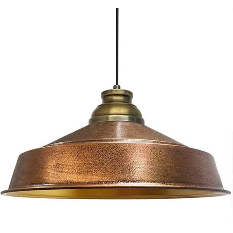 Suspension Industrielle en Métal Cuivré Peint à la Main – Lustre Vintage E27 Ø41 cm pour Salon, Chambre ou Salle à Manger (1/5)
