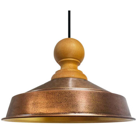Suspension Industrielle en Métal Cuivré Peint à la Main – Lustre Vintage E27 Ø41 cm pour Salon, Chambre ou Salle à Manger (1/5)