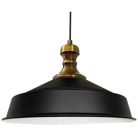 Suspension Industrielle en Métal Noir Peint à la Main – Lustre Vintage E27 Ø41 cm pour Salon, Chambre ou Salle à Manger (1/5)
