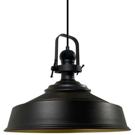 Suspension Industrielle en Métal Noir Peint à la Main – Lustre Vintage E27 Ø41 cm pour Salon, Chambre ou Salle à Manger (1/5)