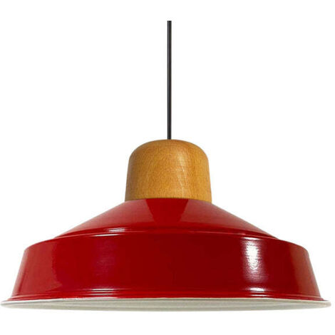 Suspension Industrielle en Métal Rouge Peint à la Main – Lustre Vintage E27 Ø41 cm pour Salon (1/5)