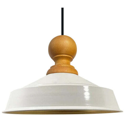 Suspension Industrielle en Métal Blanc Peint à la Main – Lustre Vintage E27 Ø41 cm pour Salon, Chambre ou Salle à Manger (1/5)