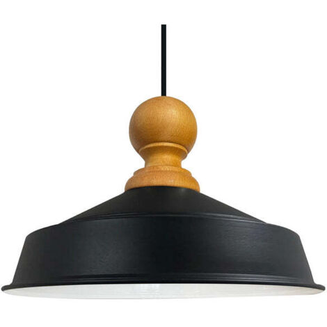 Suspension Industrielle en Métal Noir Peint à la Main – Lustre Vintage E27 Ø41 cm pour Salon, Chambre ou Salle à Manger (1/5)