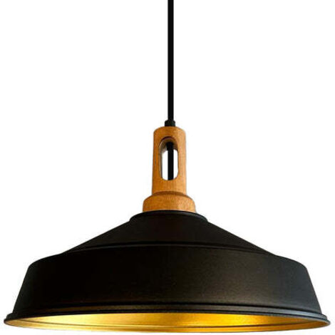 Suspension Industrielle en Métal Noir Peint à la Main – Lustre Vintage E27 Ø41 cm pour Salon (1/5)