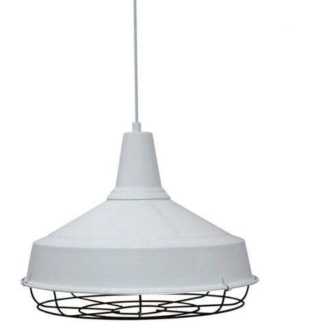 Suspension Luminaire Asletl Industrielle en Métal Blanc Peint à la Main – Lustre Vintage E27 Ø40 cm pour Salon, Chambre ou Salle à Manger (1/5)