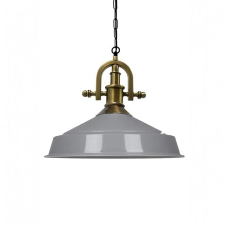 Suspension Luminaire Asletl Industrielle en Métal Gris Peint à la Main – Lustre Vintage E27 Ø40 cm pour Salon, Chambre ou Salle à Manger (1/2)