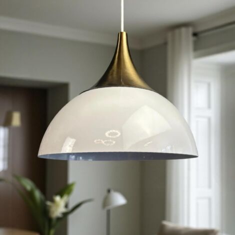 Yimpe Suspension Luminaire en Metal de 30cm, Plafonnier Vintage, Lustre Salon, Cuisine, Chambre, Salle à Manger, Couloir Lampe Ronde E27, Éclairage Intérieur, Blanc