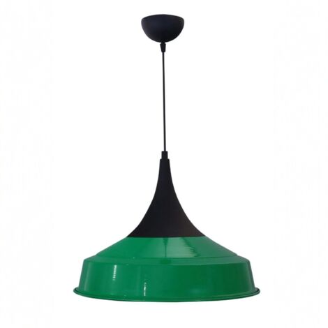 bamyum Tomsa Lampe Suspendue Industrielle en Métal Ø41 cm, Suspension E27 Vert, Vintage, Table à Manger et Salon (1/3)