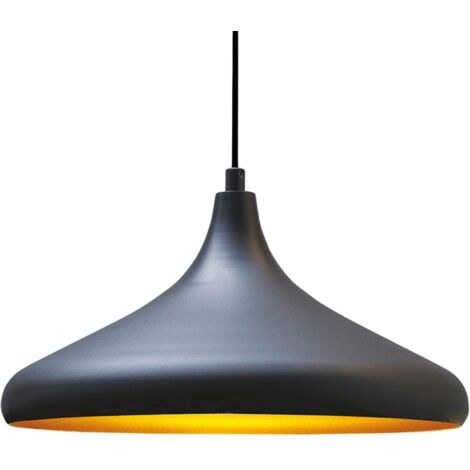 bamyum Champion Suspension Luminaire Vintage, Lustre Salon de 35 cm, Lustre Cuisine en Métal, Lampe E27 Vintage pour Chambre, Suspension Luminaire pour Salle à Manger, Couloir, Noir