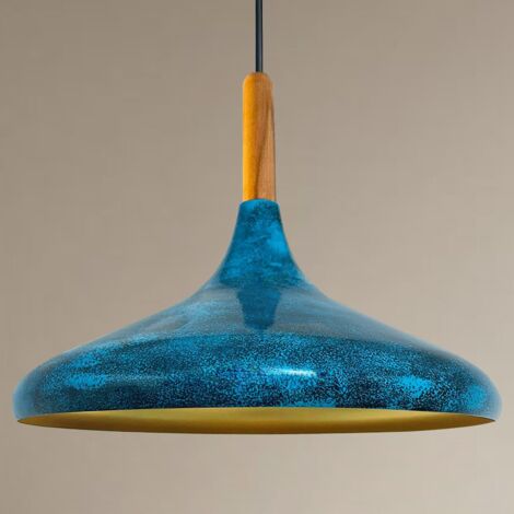 bamyum Champion Lampe à Bois Suspension Moderne en Metal de 35 cm, Lustre de Salon, Chambre, Cuisine, Suspension Luminaire Plafonnier, Éclairage de Plafond, Lampe Suspendue Ozean (1/5)