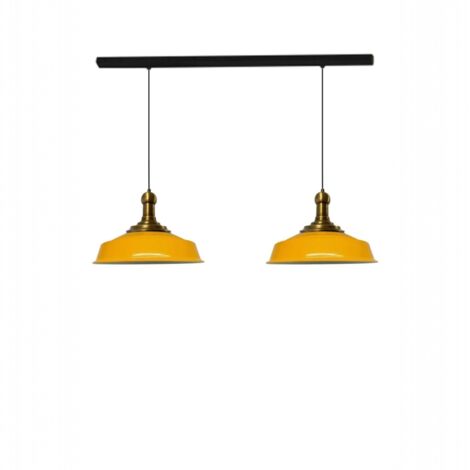 bamyum Asletl Suspension Luminaire Industrielle Rétro en Metal Lot de 2, Lustre de Salon Vintage, Éclairage de Plafond pour Chambre, Cuisine, Lampe Suspendue Jaune